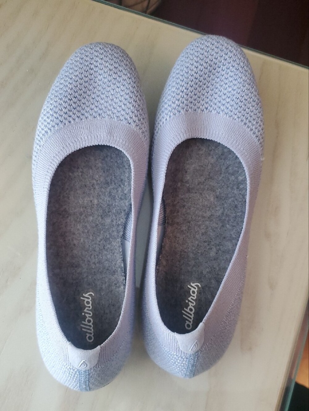 allbirds Women’s Pale Blue Knit Slip-On Ballet Flats
